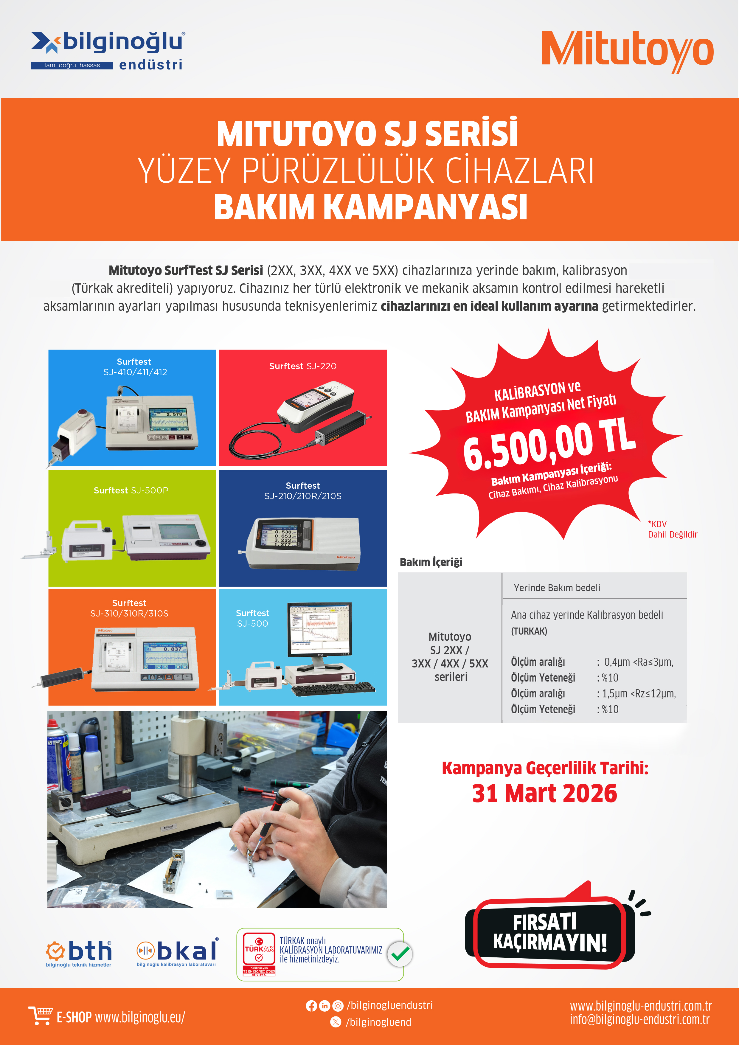 Mitutoyo SJ Serisi Yüzey Pürüzlülük Cihazları Bakım Kampanyası