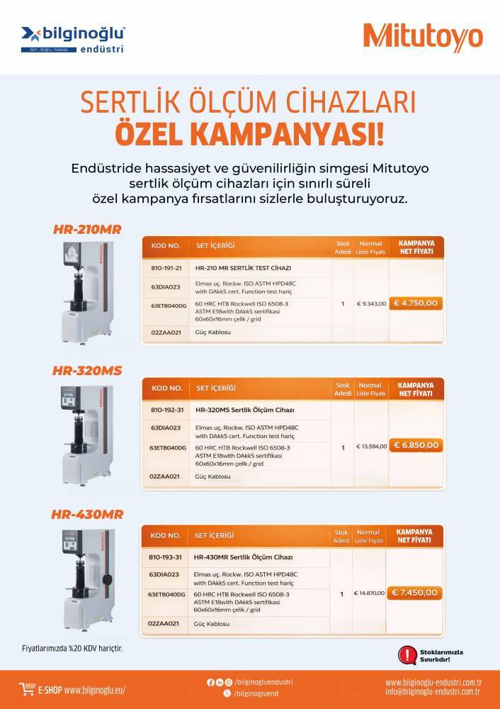 HR SERİSİ SERTLİK ÖLÇÜM CİHAZLARI KAMPANYASI